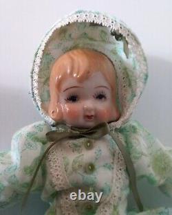 10.5 Antique/Vintage German Lady Doll, Porcelain and Cloth