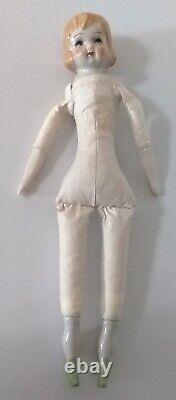 10.5 Antique/Vintage German Lady Doll, Porcelain and Cloth