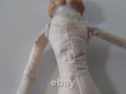 10.5 Antique/Vintage German Lady Doll, Porcelain and Cloth