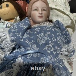 11 Vintage Estate Lot Folk Art Dolls Amish Signed &Little Women Signed Bundle
