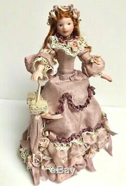 112 Vintage Dollhouse Miniature Doll Victorian Handcrafted Porcelain Ooak Euc