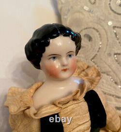 12.5 Antique German Pink Tint High Brow Civil War Era China Doll Antique Body