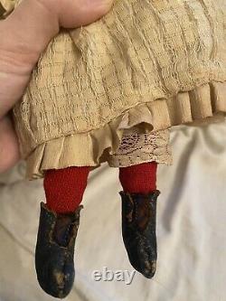 12.5 Antique German Pink Tint High Brow Civil War Era China Doll Antique Body