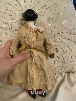 12.5 Antique German Pink Tint High Brow Civil War Era China Doll Antique Body