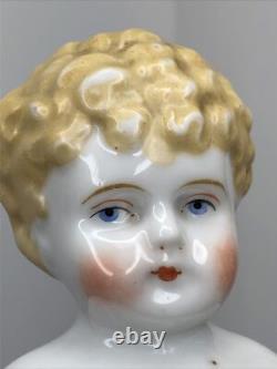 12 Antique Porcelain German Hertwig China Head Doll Blonde 1890-1900's #A