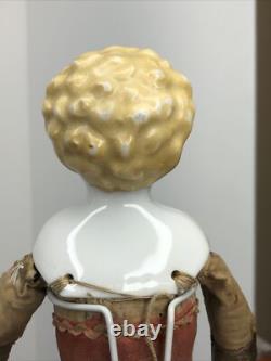 12 Antique Porcelain German Hertwig China Head Doll Blonde 1890-1900's #A