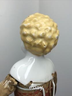 12 Antique Porcelain German Hertwig China Head Doll Blonde 1890-1900's #A