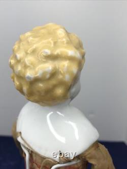 12 Antique Porcelain German Hertwig China Head Doll Blonde 1890-1900's #A