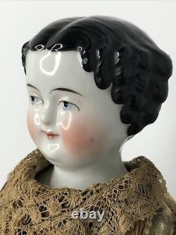 13.5 Antique Bisque German China Head Doll ABG Flat Top 1880-1890's As Is #A