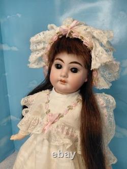 15 A. M. Little 1894 DEP Bisque Head Doll Original Dress & Bonnet