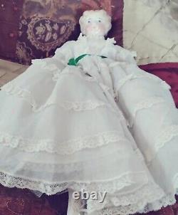 15 Antique ABG China Head Doll #139 Dressed In Mm. Alex. Scarlett Dress