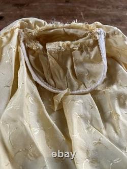 15 Antique China Head Doll Blond Highly Molded Hair #184 Wooden Arms Slippers