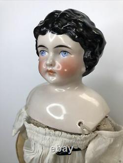 16.5 Antique German Bisque China Head Doll 189-5 Pink Luster Original Body #A
