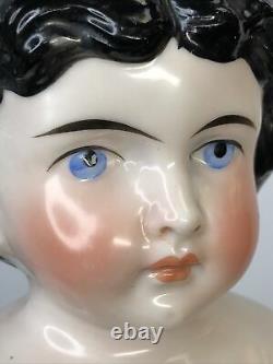 16.5 Antique German Bisque China Head Doll 189-5 Pink Luster Original Body #A