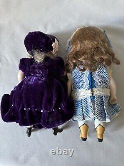 16.5cm Two German All Bisque Antique Doll Jointed fixed eyes Damage & Repair