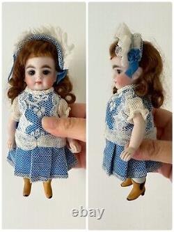 16.5cm Two German All Bisque Antique Doll Jointed fixed eyes Damage & Repair