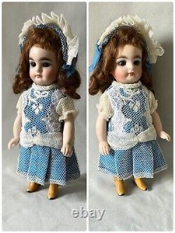 16.5cm Two German All Bisque Antique Doll Jointed fixed eyes Damage & Repair