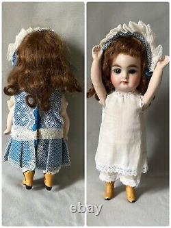 16.5cm Two German All Bisque Antique Doll Jointed fixed eyes Damage & Repair