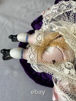 16.5cm Two German All Bisque Antique Doll Jointed fixed eyes Damage & Repair