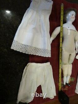 16 Alt Beck G Antique Biedermeier Bald China Head Doll/Bonnet orig wig/dress