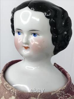 16 Antique German Bisque China Head Doll Kister BL Flat Top Original Body #A