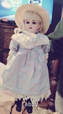 16 Kestner #166 Doll In Antique Attire With Repaired Shoulderplate