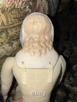 16'' Vintage Porcelain Parian China Doll Emma Clear, 1944