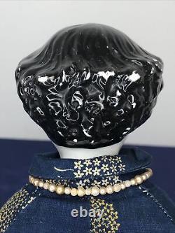 17 Antique German Porcelain China Head Doll Conte Boehme Flat Top 1870 #o
