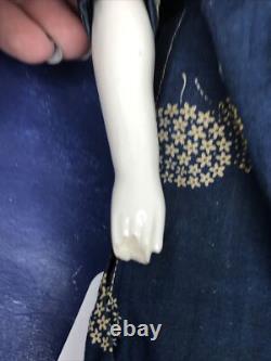 17 Antique German Porcelain China Head Doll Conte Boehme Flat Top 1870 #o