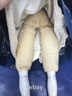 17 Antique German Porcelain China Head Doll Conte Boehme Flat Top 1870 #o