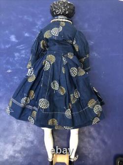 17 Antique German Porcelain China Head Doll Conte Boehme Flat Top 1870 #o