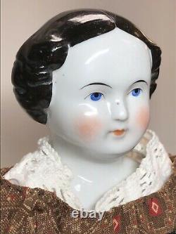 17 Antique German Porcelain China Head Doll Kestner High Brow 1870-80s #A