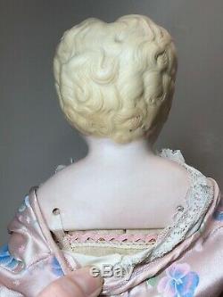 17 Antique Porcelain German Made China Head Blonde Parian Replaced Body #SA