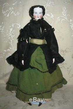 1800's Antique German Doll with Porcelain Head, Legs and Hands