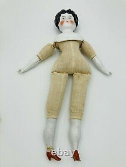 1860s Civil War CHINA HEAD High Brow DOLL Center Part 14 Orig. Body Arms Legs