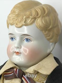 19.5 Antique Bisque German China Head ABG 1210 #7 Boy Man Molded Blonde Hair #A