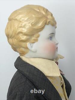 19.5 Antique Bisque German China Head ABG 1210 #7 Boy Man Molded Blonde Hair #A