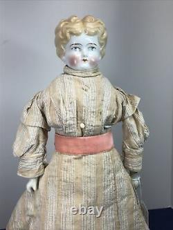 19 Antique Porcelain German Made China Head Low Brow Hertwig Blonde 1900-25 #A