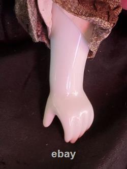 19 CIVIL WAR 1860s China Head Doll Center Part High Brow, Nicely Dressed