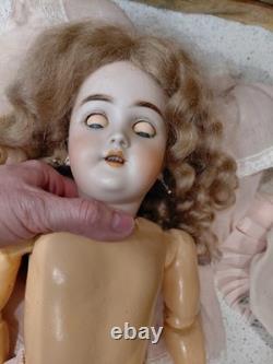 19 Handwerck Germany 119 Size 10 1/4 Early Bisque Head Doll, Amazing Dress