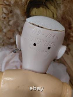 19 Handwerck Germany 119 Size 10 1/4 Early Bisque Head Doll, Amazing Dress