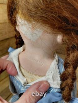 19 Mystery Bisque Shoulder Head Marked Germany, Nice Old Dress, HH Wig