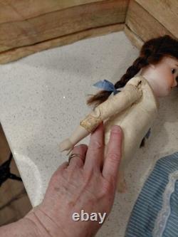 19 Mystery Bisque Shoulder Head Marked Germany, Nice Old Dress, HH Wig