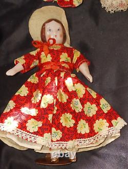 1940's 5 Vintage Dolls Ruth Gibbs'Godeys March Family' LITTLE WOMEN' 7& 12