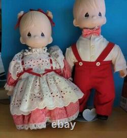 1985 Precious Moments Large Dolls With Ceramic Heads /Hands WithStands! Soft Body