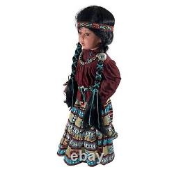 1993 Raven Donna RuBert Doll Artworks Porcelain Native Braids Leather Vintage