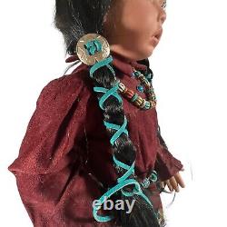 1993 Raven Donna RuBert Doll Artworks Porcelain Native Braids Leather Vintage