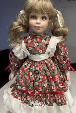 1995 Sharleen Kelsey WHC Porcelain Doll Pink Red Eyes Magnet Long Lashes Vintage