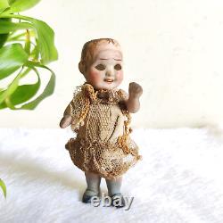 19c Vintage Cloth Textured Porcelain Doll Figurine Rare Collectible Toy