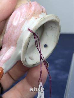 2.5 Antique German Bisque Half 1/2 Doll Laying Indian Turban With Mirror #CC